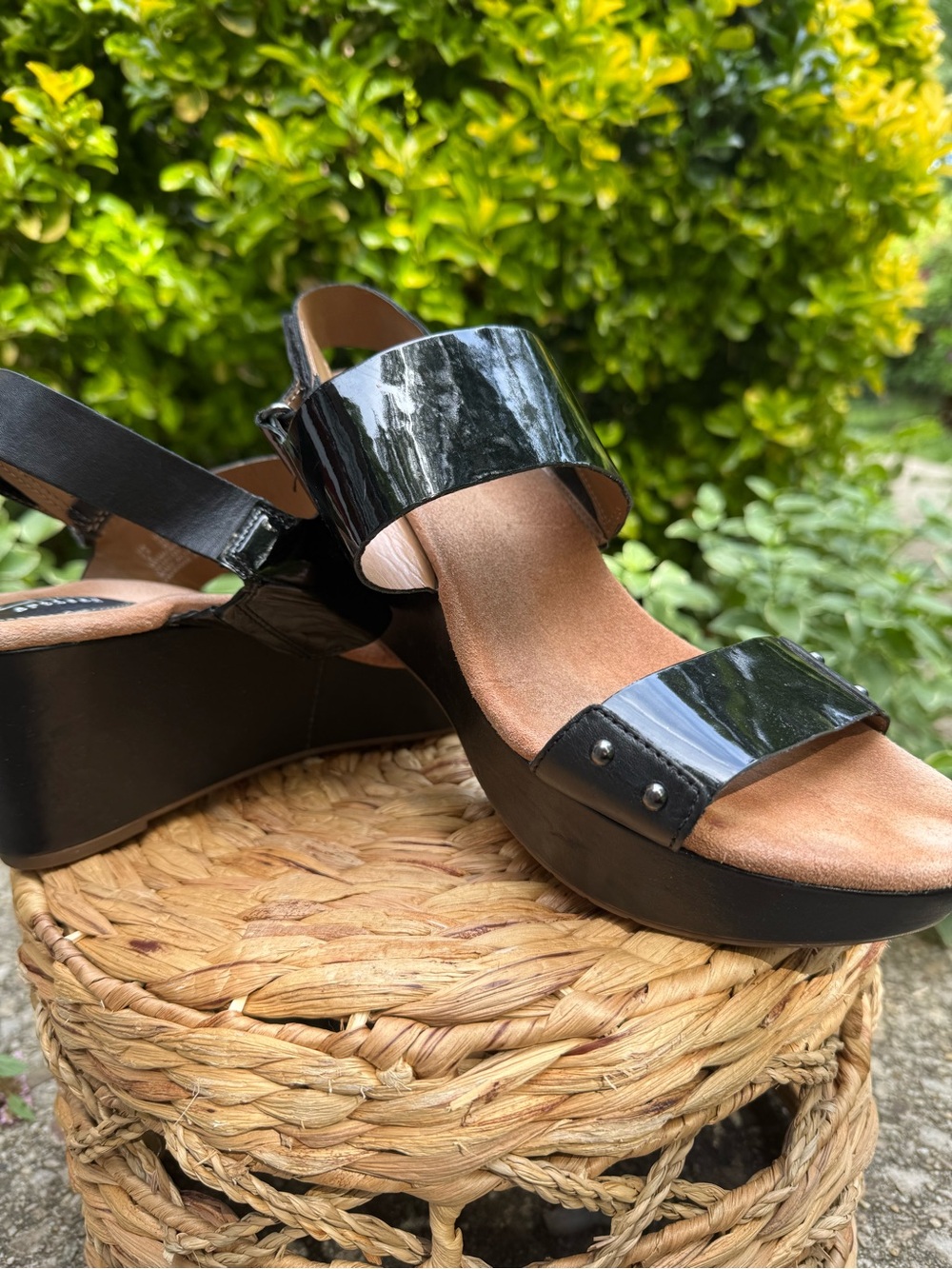 Patent Black Platform Slingback Sandals